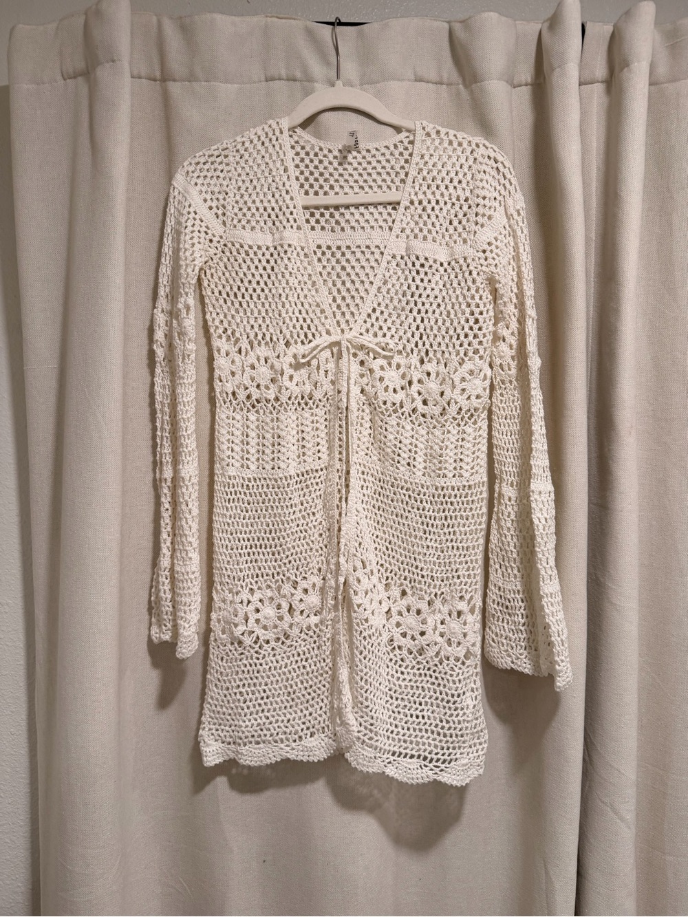 Forever 21 Crochet Tie-Front Swim Cover-Up in Cream